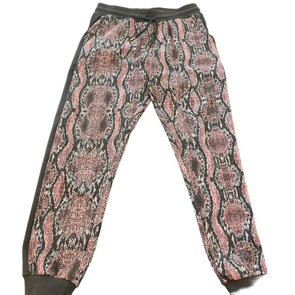 Eleven Paris Snakeskin Print Joggers Pink Gray Draw String Casual Pants, Size L - Picture 1 of 7